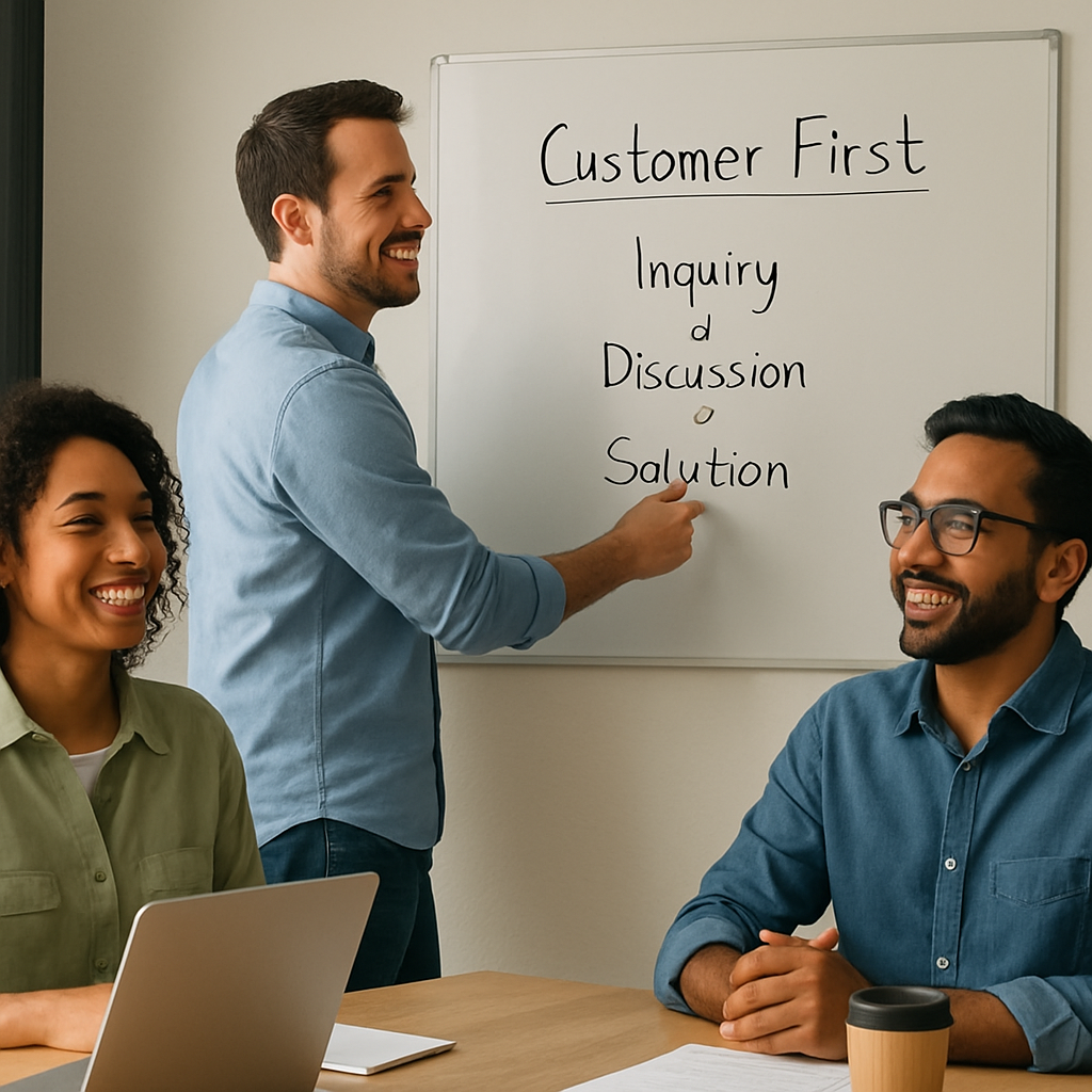 Small business owner reviewing customer satisfaction dashboard on a tablet, showing star ratings, response time, and repeat customer metrics